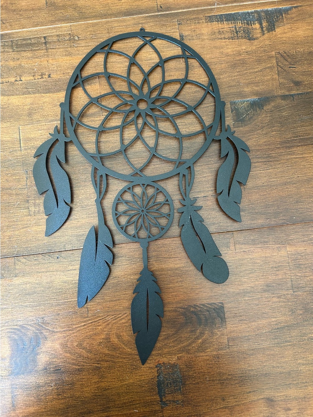 Beautiful Dreamcatcher Textured Black Metal Double-Sided Finish Wall Art or Hang